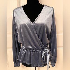 LC Lauren Conrad Velvet Faux Wrap Top